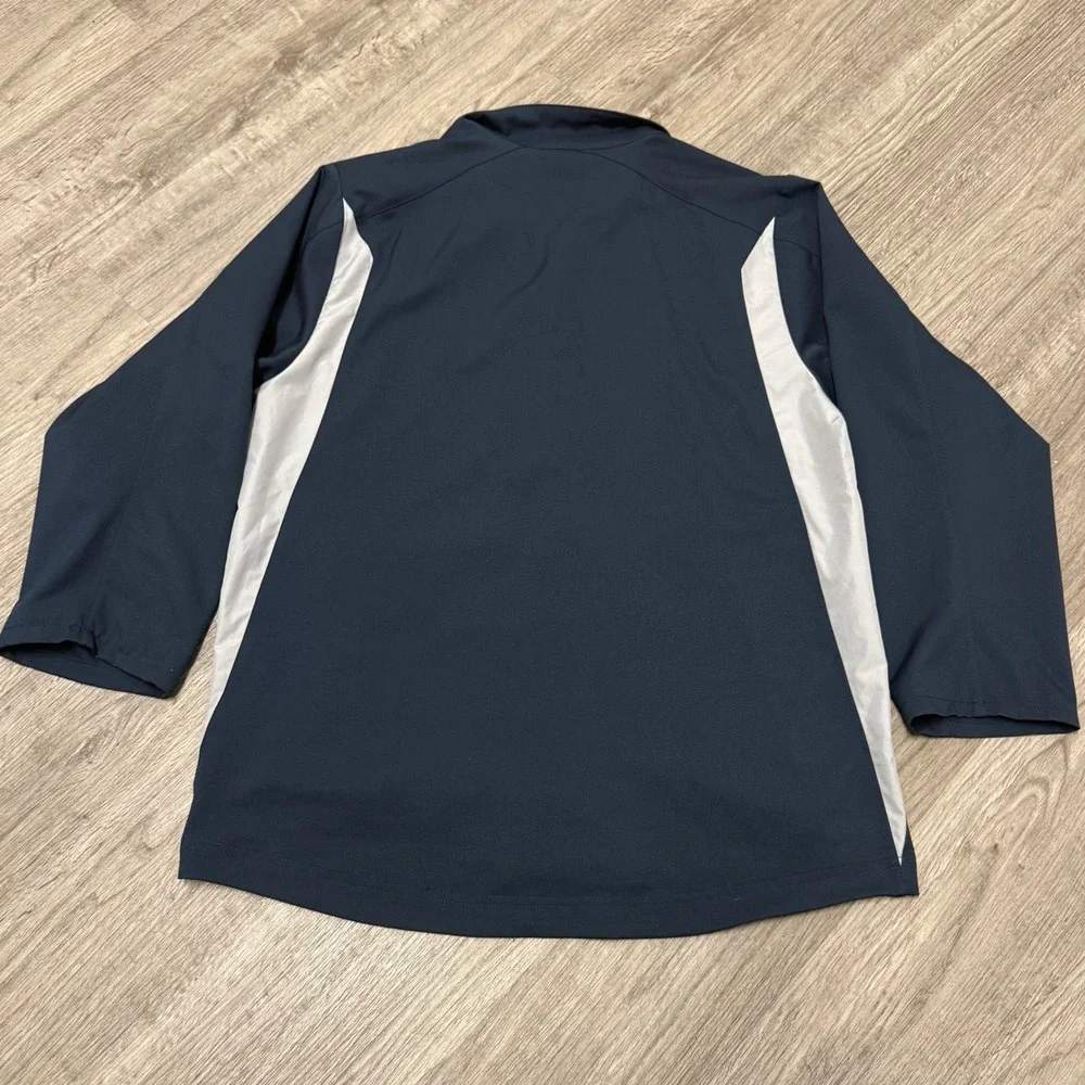 Nike Mens Full Zip Track Jacket Navy Blue White Swoosh Size M Windbreaker Warmup